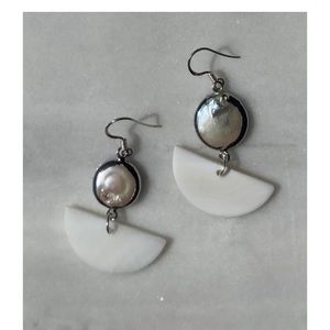 Fresh water pearl and mother of pearl earrings